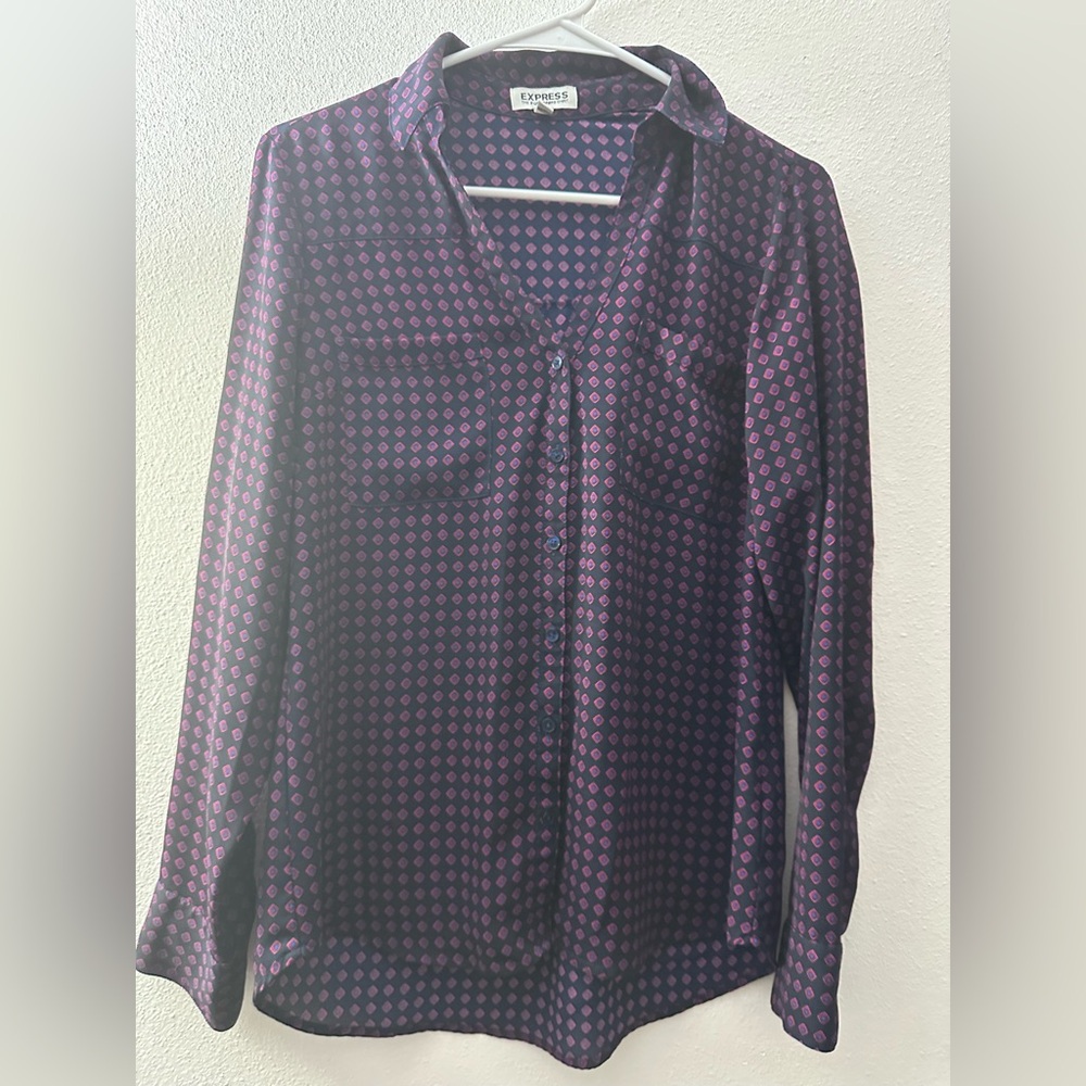 Express Purple and Pink Patterned Blouse
